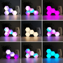 Load image into Gallery viewer, Phone Control Hexagonal Light, 10 Pack Color Honeycomb Modular Quantum Light Hexagonal Wall LED Lamp