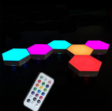 Load image into Gallery viewer, DIY Touch Sensor With Remote Hexagonal Light, 10 Pack Color Honeycomb Modular Quantum Light Hexagonal Wall LED Lamp