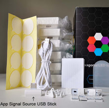 Load image into Gallery viewer, Phone Control Hexagonal Light, 10 Pack Color Honeycomb Modular Quantum Light Hexagonal Wall LED Lamp