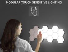 Load image into Gallery viewer, DIY Touch Sensor Hexagonal Light, 10 Pack Honeycomb Modular Quantum Light Hexagonal Wall LED Lamp
